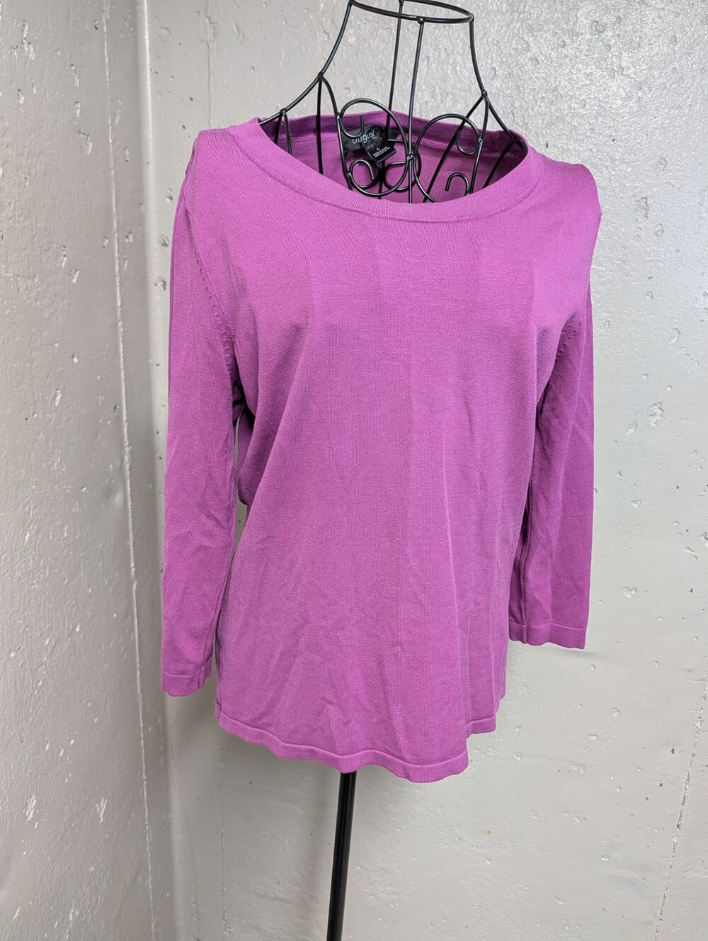 August Silk Fuchsia Silk Blend Lightweight Knit Sweater Large